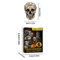 6pcs Hanging Skull Heads Halloween Decor Props