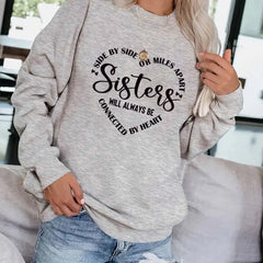 Warming Letter Print Pullover Sweatshirt Casual Loose Drop Shoulder Comfy