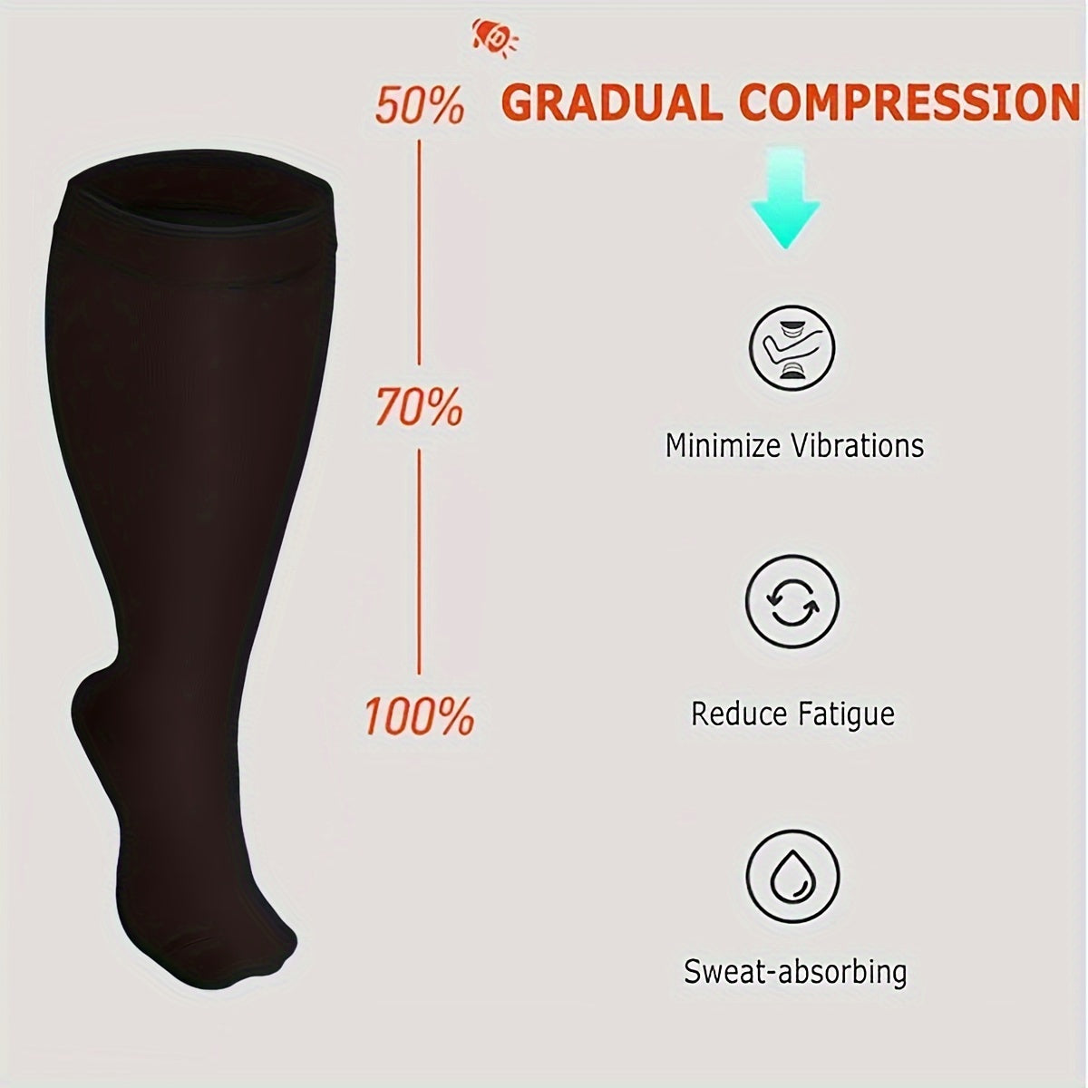 3 Pairs Plus Size Compression Socks 15-20 mmHg Circulation Support