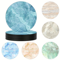 6pcs Colorful Marbling Coasters Non-slip Rubber Drink Coasters