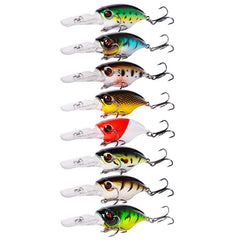 8pcs Crankbait Fishing Lures Wobbler Hard Bait 3D Eyes Freshwater Saltwat