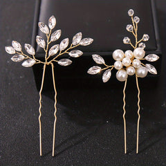 Crystal Flower Hair Pin U-shaped Hairpin Head Jewelry