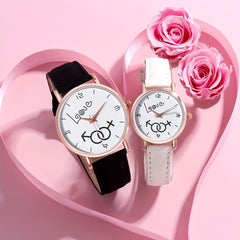 Love Couple Digital Quartz Watches PU Leather Strap