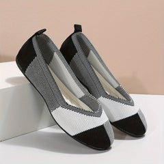 Women's Breathable Knit Flat Shoes Lightweight Slip On Shoes