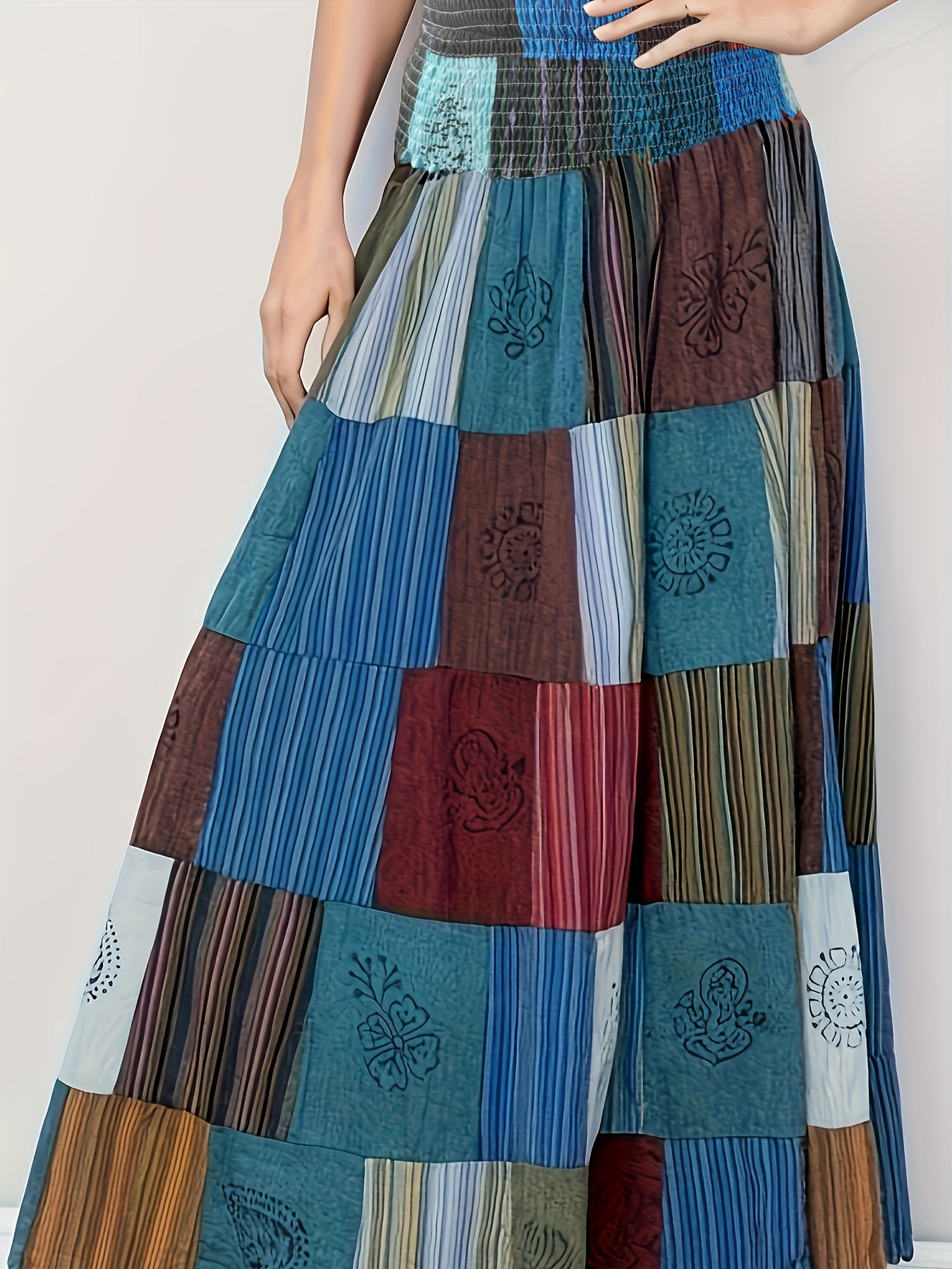 Colorblock Graphic Print Maxi Skirt