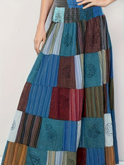Colorblock Graphic Print Maxi Skirt