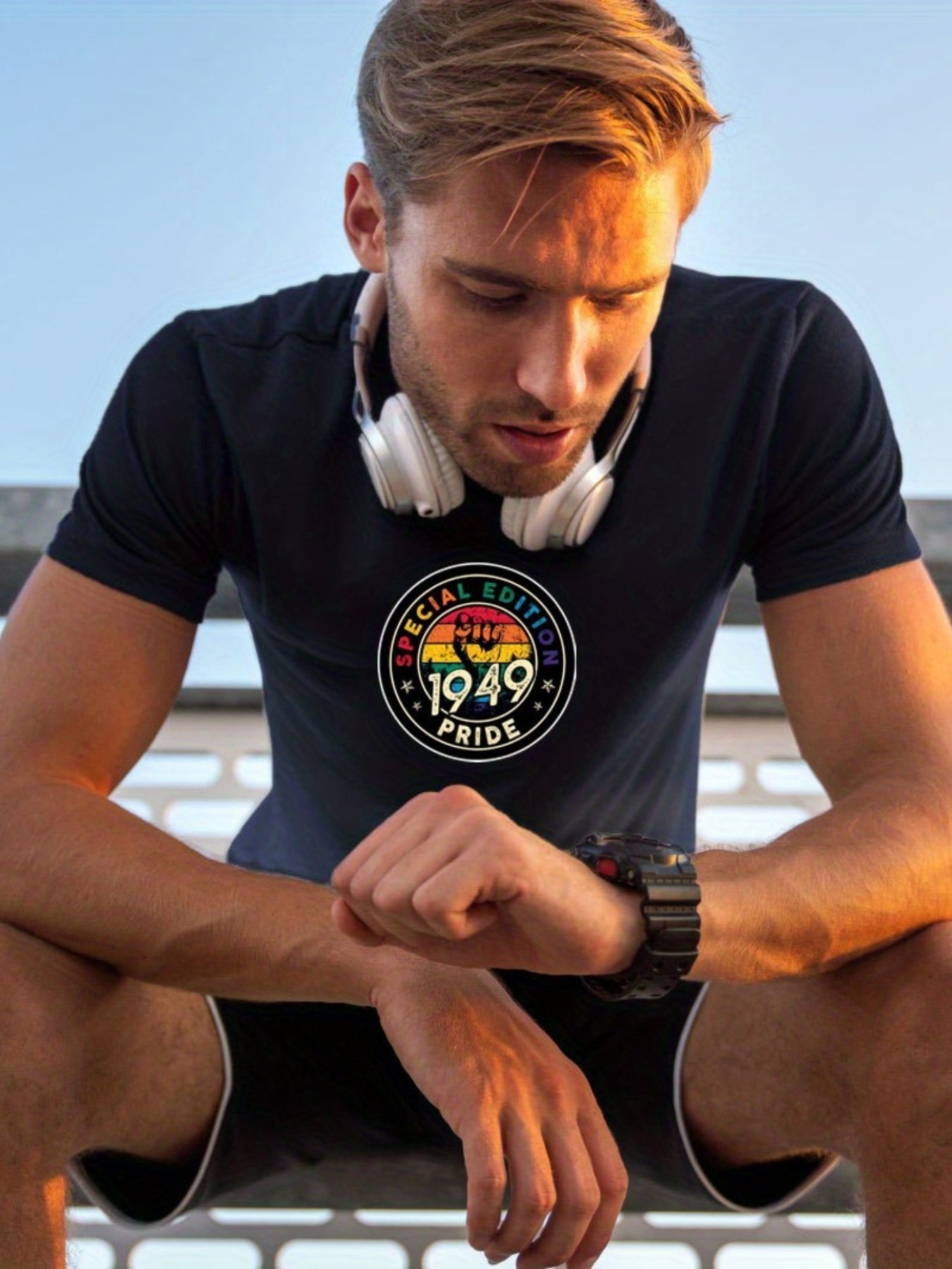 Men's 1949 Pride Print T shirt Active Slightly Stretch Breathable Tee