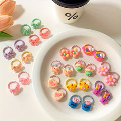 30pcs Fruit Animal Ice Cream Hair Tie Ponytail Holders Hair Accessory