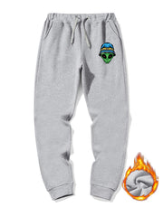 Men's Casual Alien Sherpa Fleece Drawstring Sweatpants