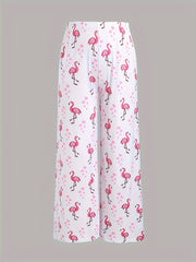 Heart & Flamingo Print Pajama Set