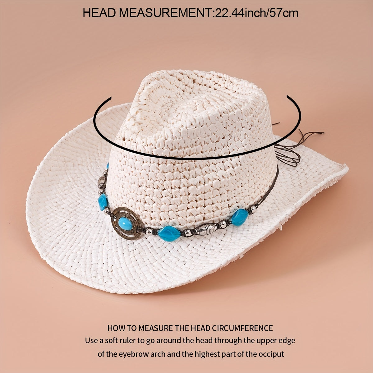 Boho Braid Rope Cowboy Hat Wide Brim Western Straw Jazz Hat