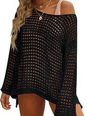 Crochet Hollow Out Split Side Cover Up Dress