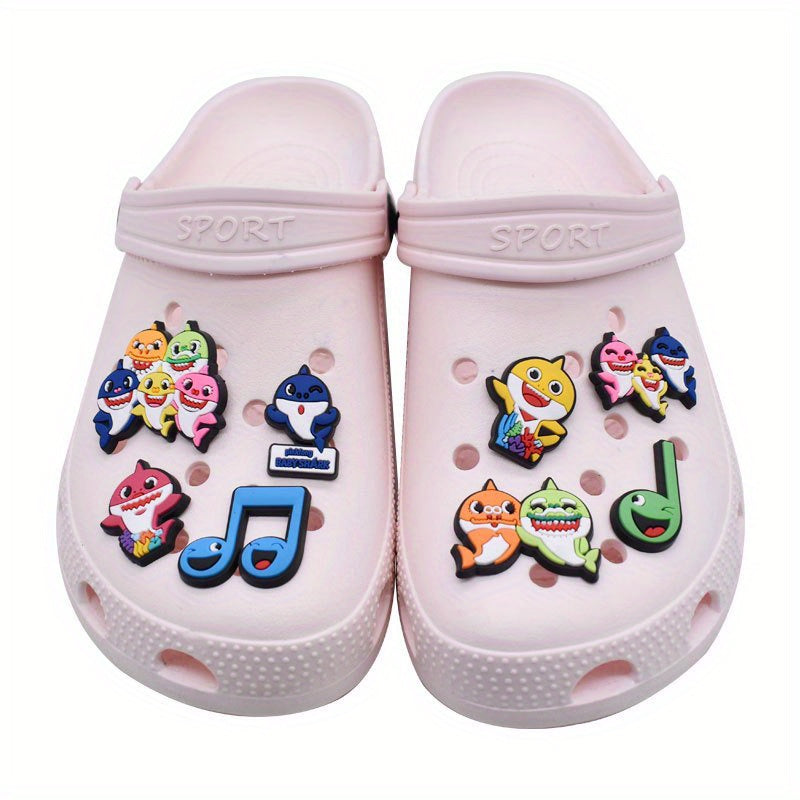 20pcs Funny Shark Shoe Charms For Bubble Slides Sandals PVC Shoe Decorations
