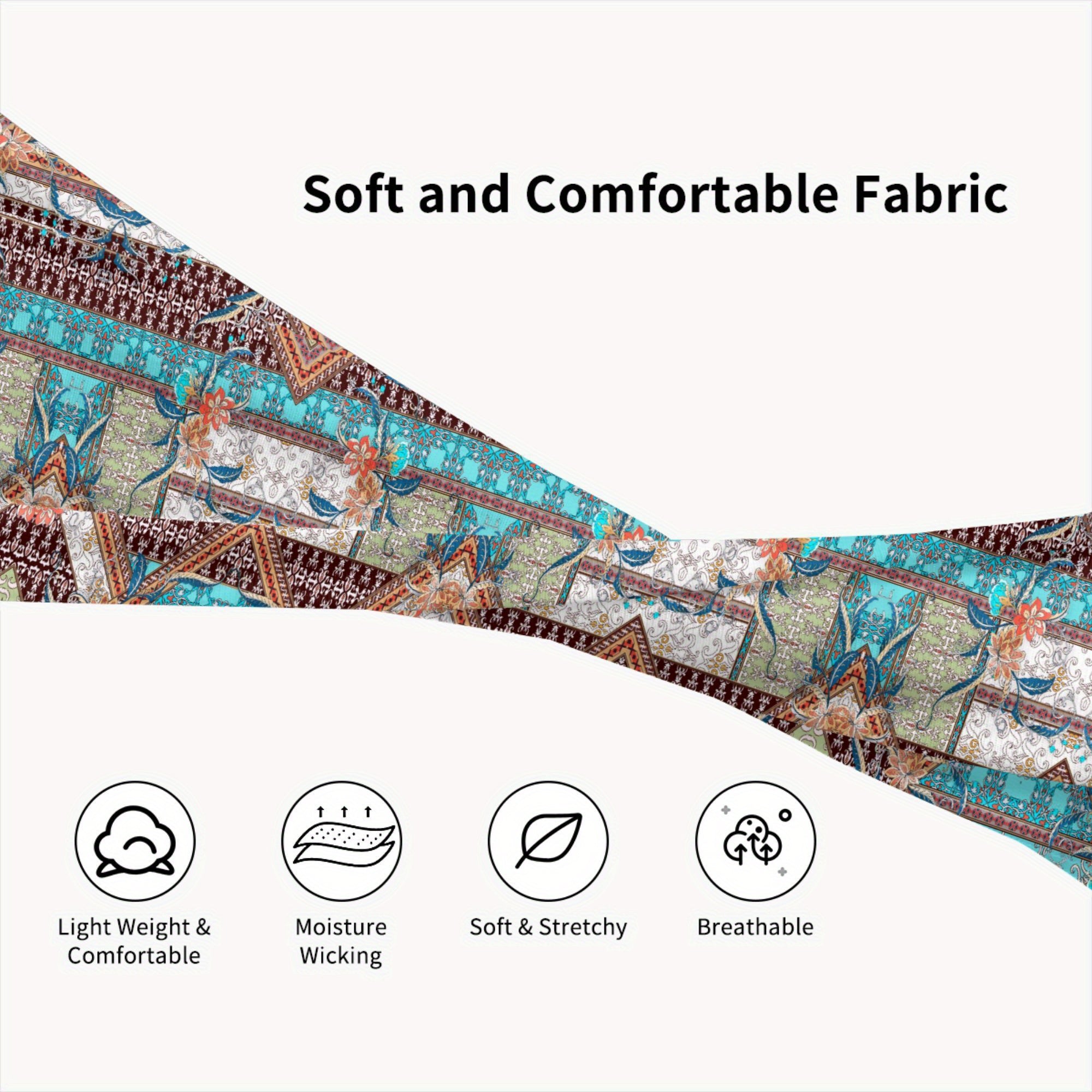Men's Paisley Headband Non Slip Teal Orange Gray Brown Soft Flexible Band
