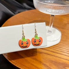 Halloween Pumpkin Head Funny Devil Hook Earrings