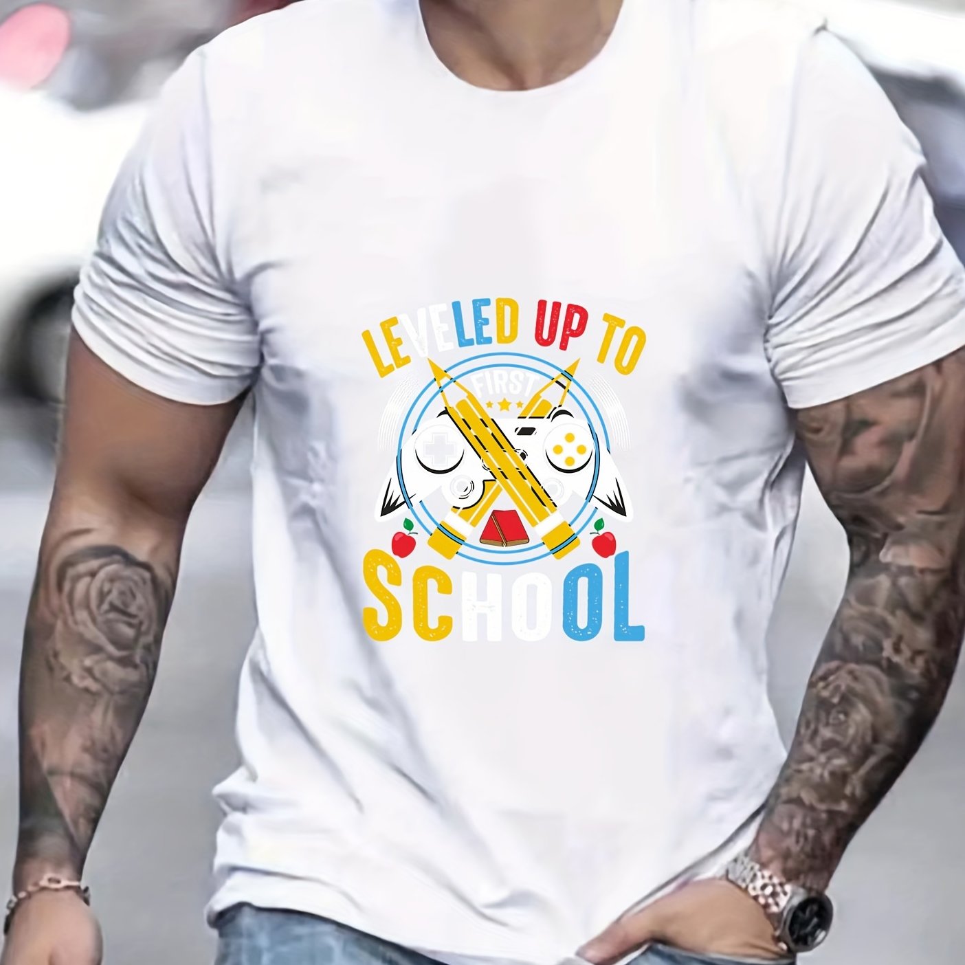 Men's Graphic Crew Neck Active T-shirt for Summer