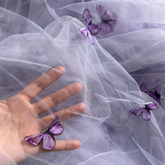 3D Embroidery Butterfly Mesh Lace Fabric Soft Tulle Fabric DIY Dress