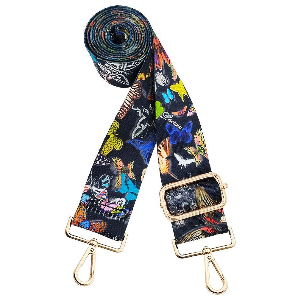 Vintage Butterfly Print Bag Strap Wide Shoulder & Crossbody Bag Strap
