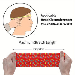 Horse Headband Non Slip Red & Grey Equestrian Pattern Running Horses Breathable