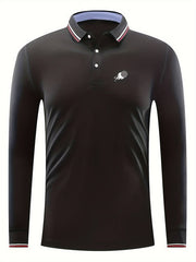 Ball Print Men's Long Sleeve Golf Tennis Shirt Top