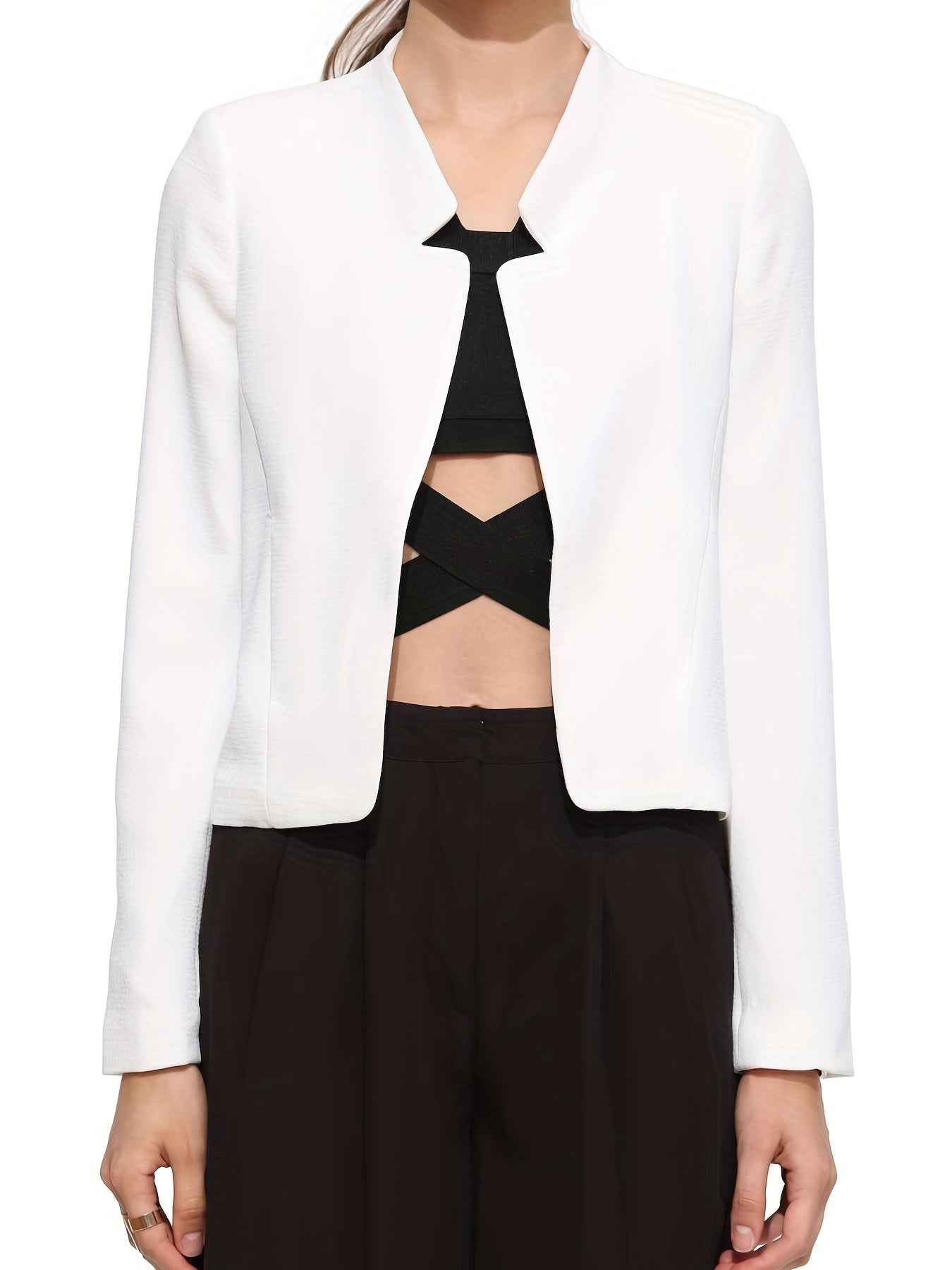 Open Front Blazer Long Sleeve Crop Blazer for Women
