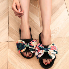Plush Bow Decor Indoor Slippers