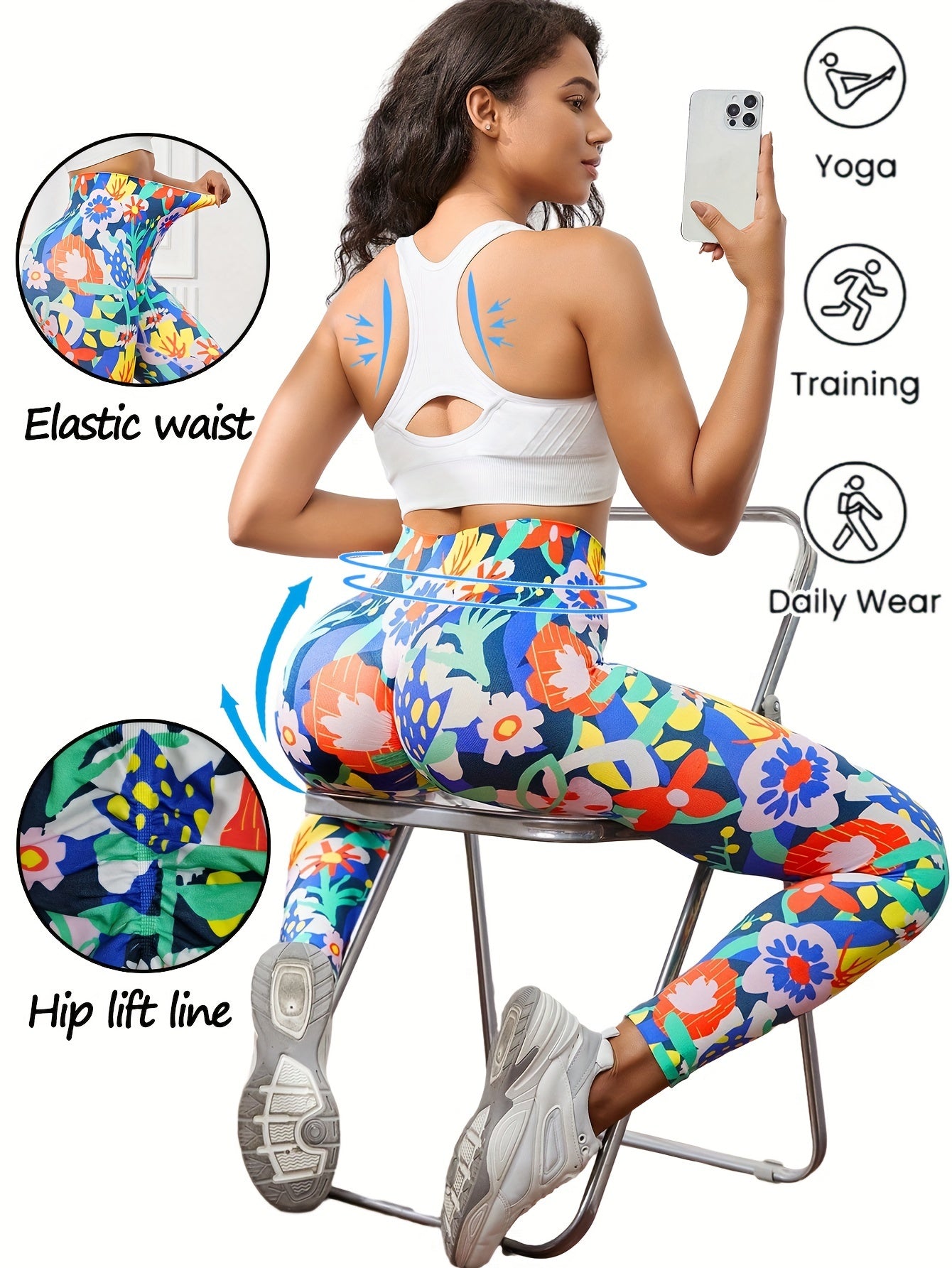 Print High Waist Tummy Control Fitness Pants Quick Dry Yoga Leggings