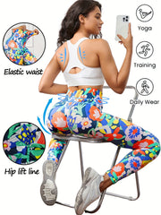Print High Waist Tummy Control Fitness Pants Quick Dry Yoga Leggings
