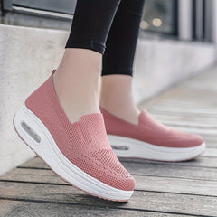 Breathable Mesh Sneakers Air Cushion Slip on Walking Shoes