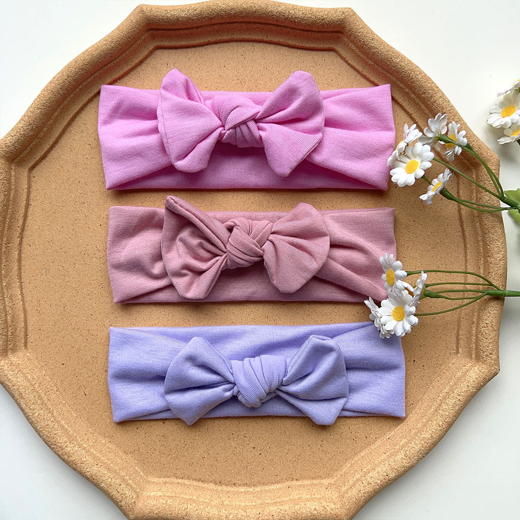 3pcs Plain Bow Hairband Soft Comfortable Headband
