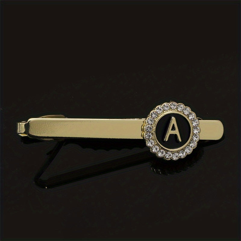 Men's Zirconia Initial Letter Tie Clip