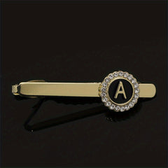 Men's Zirconia Initial Letter Tie Clip