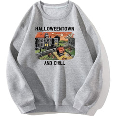 Halloween Pumpkin Print Sweatshirt for Women