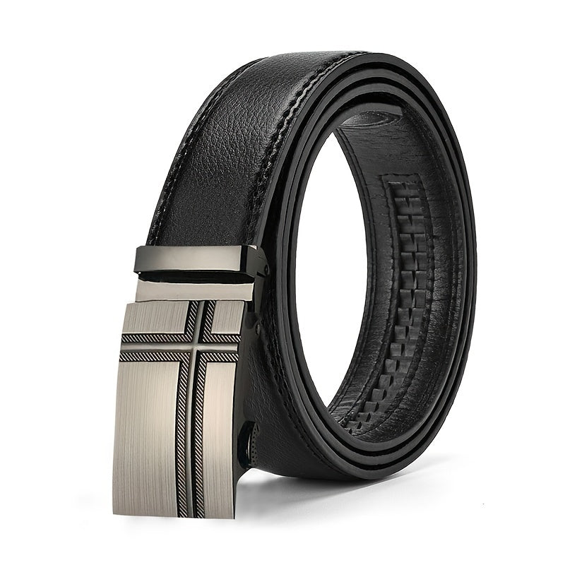 Men's PU Leather Auto Buckle Belt for Business