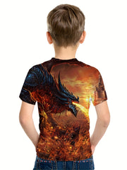 Boys' Evil Dragon Graphic T Shirt 3D Print Active Stretch Tee
