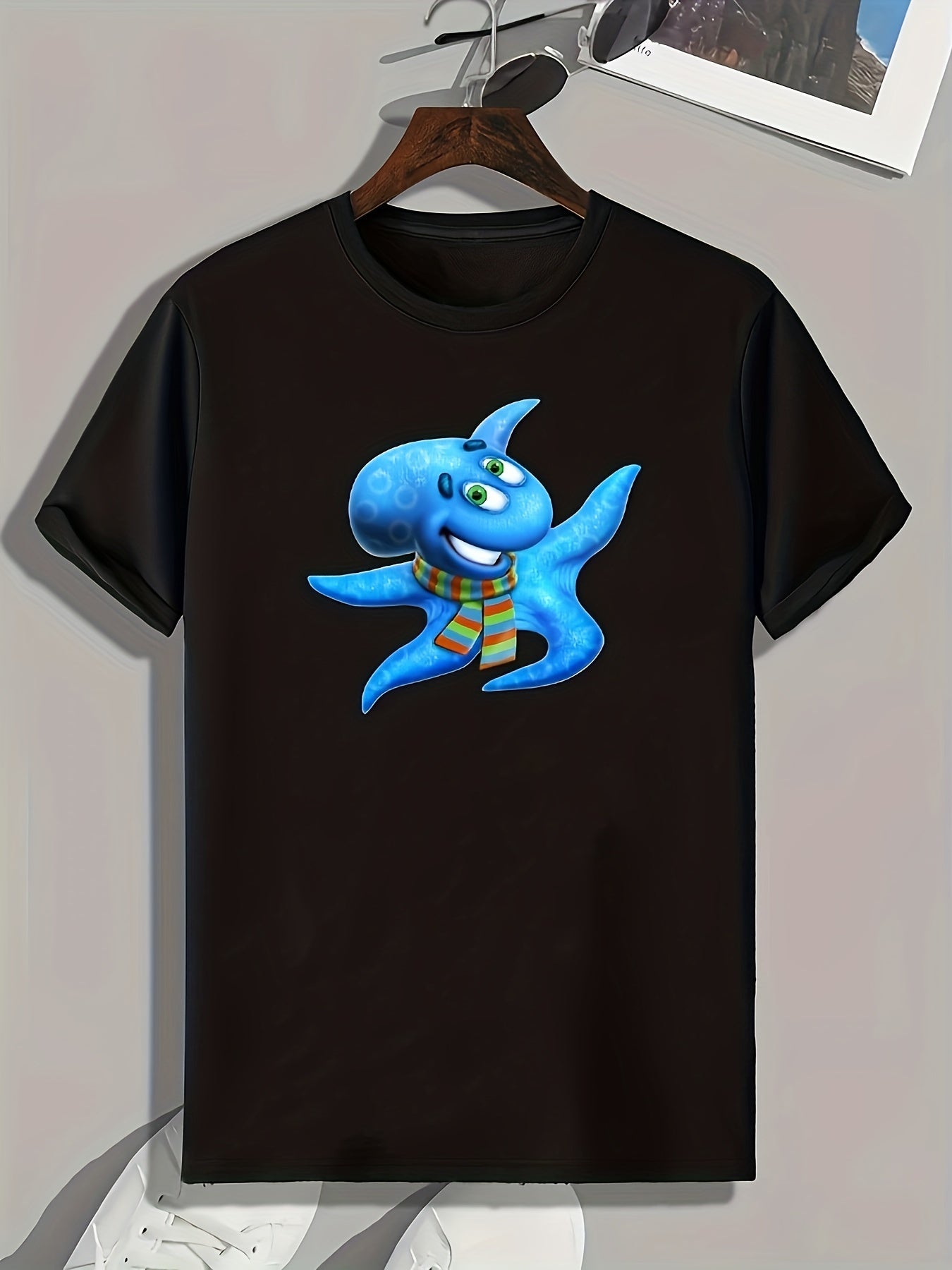 Cartoon Print Men's Graphic T-shirt for Summer