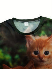Kitty Print T Shirt Unisex Breathable Top Men Women