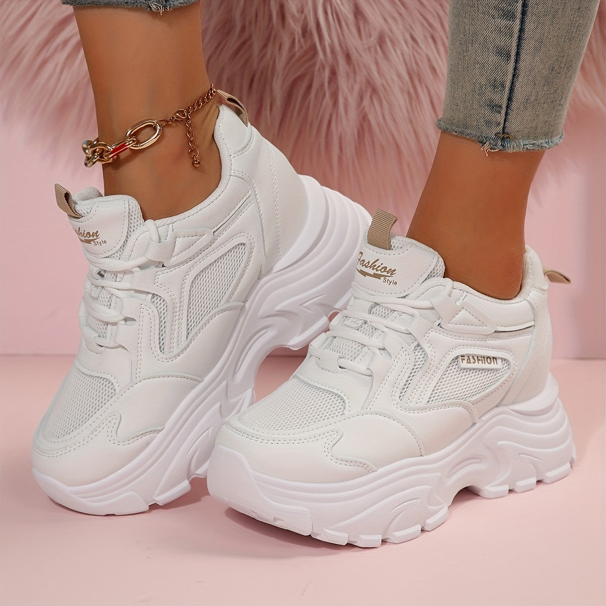 Women's Thick Bottom Running Shoes Mesh Outdoor Sneakers