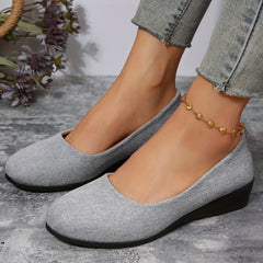 Women's Gray Platform Shoes Casual Slip On Outdoor Shoes Lightweight