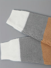 Casual Colorblock Sweater Round Neck Pullover Jumper