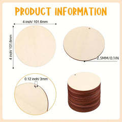 10pcs Round Wooden Hoops With Holes for DIY Crafts