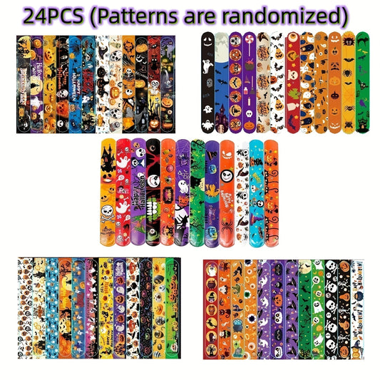 24PCS Halloween Slap Bracelets Spooky Party Wristbands Trick or Treat