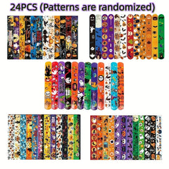 24PCS Halloween Slap Bracelets Spooky Party Wristbands Trick or Treat