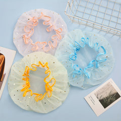 Star Print Reusable Shower Cap Double Layer Waterproof Soft Comfortable Bath Cap