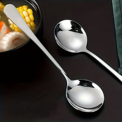 6pcs Stainless Steel Soup Spoons Round Dinner Table Spoons