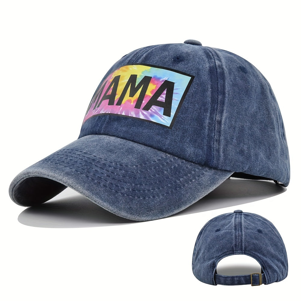 MAMA Graffiti Print Baseball Cap Distressed Cotton Dad Hats