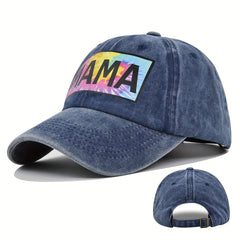 MAMA Graffiti Print Baseball Cap Distressed Cotton Dad Hats