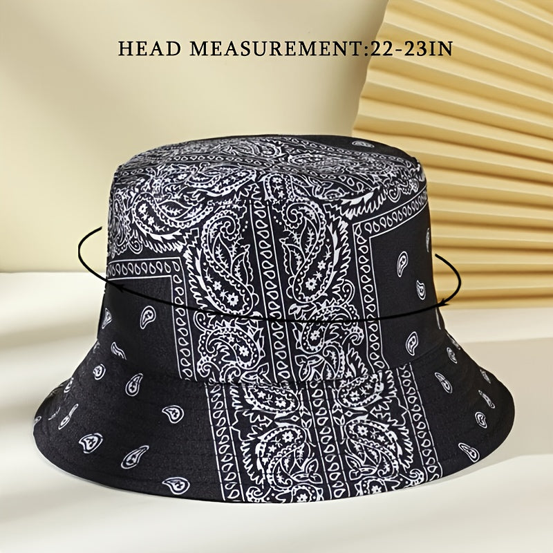Paisley Print Bucket Hat Lightweight Casual Unisex Fisherman Cap