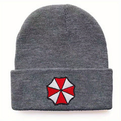 Protective Umbrella Embroidery Knit Hat for Winter