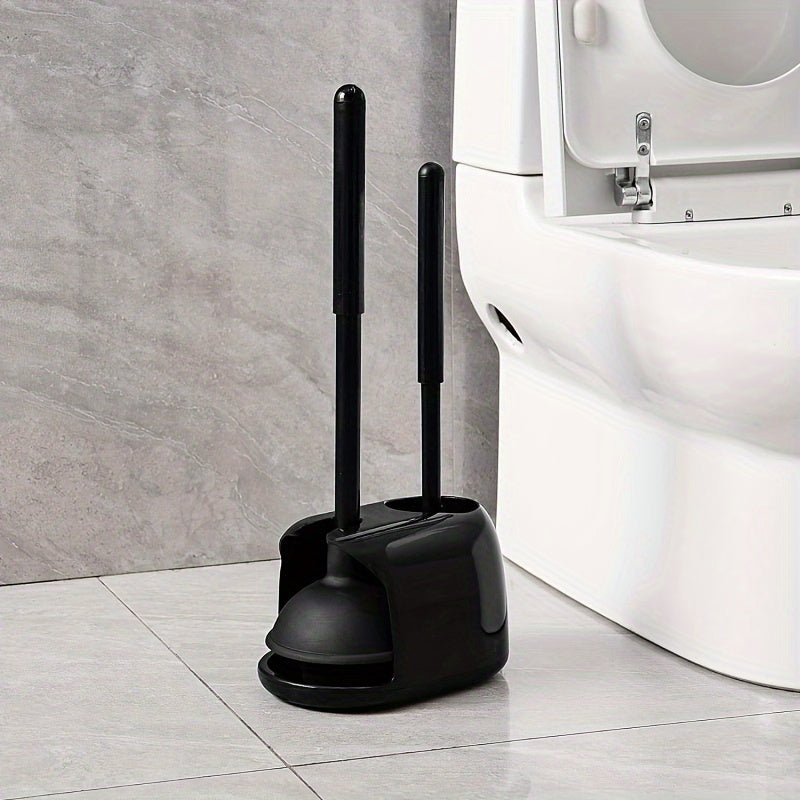 Toilet Plunger & Brush Set with Stand for Bathroom Cleaning